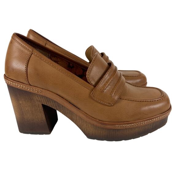 Korks Shoes - Korks Brown Faux Leather Heel Loafer Shoes Size 8.5